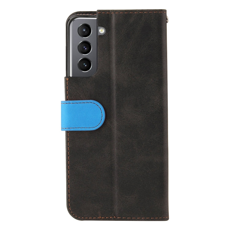For Samsung Galaxy S21+ 5G Business Stitching-Color Horizontal Flip PU Leather Case with Holder & Card Slots & Photo Frame