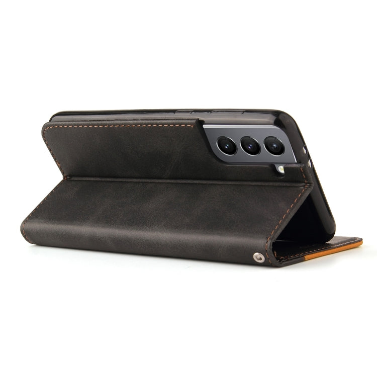 For Samsung Galaxy S21+ 5G Business Stitching-Color Horizontal Flip PU Leather Case with Holder & Card Slots & Photo Frame