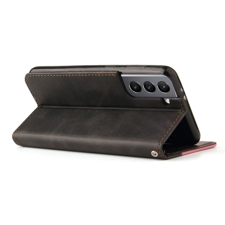 For Samsung Galaxy S21+ 5G Business Stitching-Color Horizontal Flip PU Leather Case with Holder & Card Slots & Photo Frame