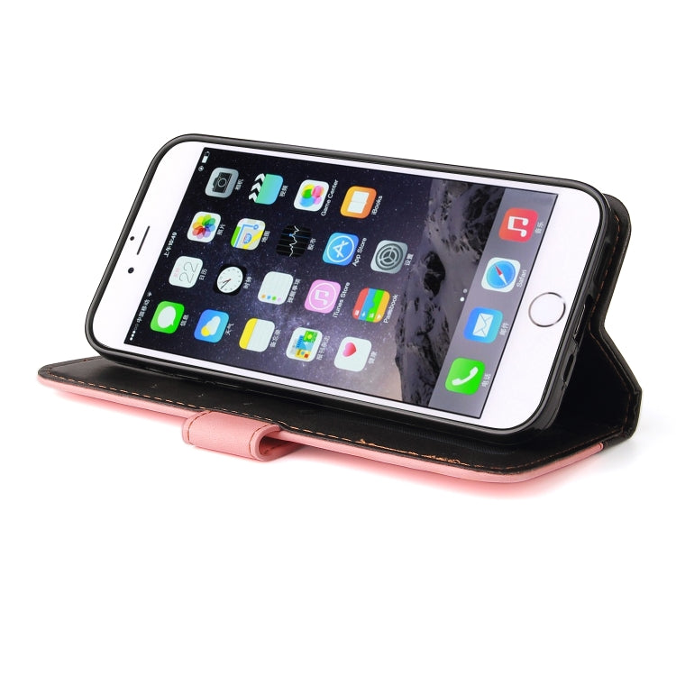 Business Stitching-Color Horizontal Flip PU Leather Case with Holder & Card Slots & Photo Frame For iPhone 6s Plus / 6 Plus(Pink)