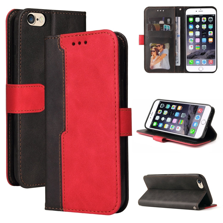 For iPhone SE 2022 / SE 2020 / 8 / 7 Business Stitching-Color Horizontal Flip PU Leather Case with Holder & Card Slots & Photo Frame