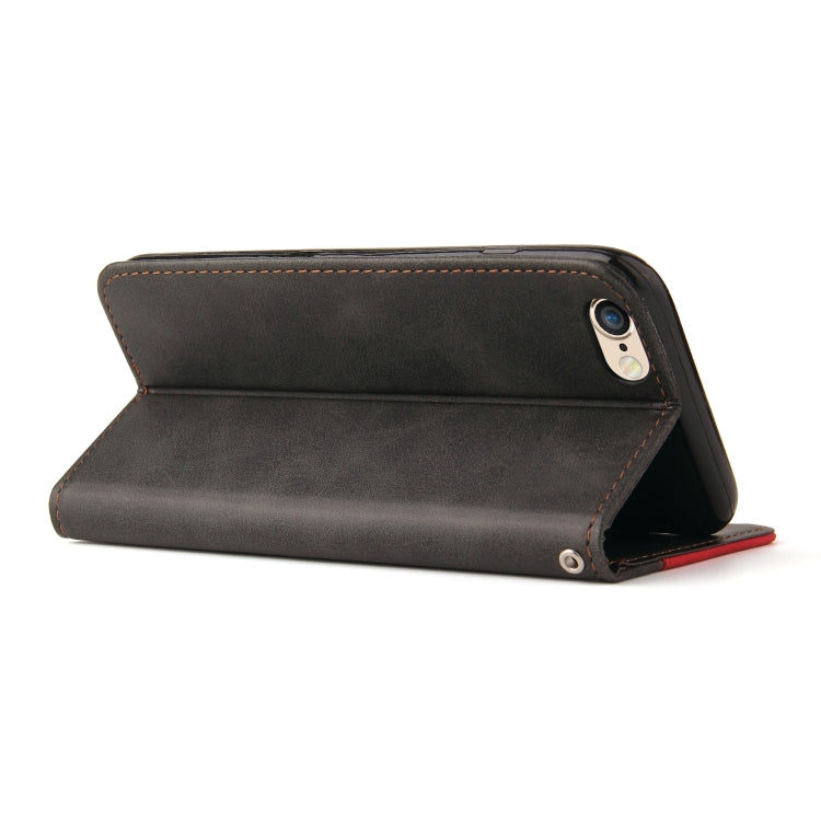 For iPhone SE 2022 / SE 2020 / 8 / 7 Business Stitching-Color Horizontal Flip PU Leather Case with Holder & Card Slots & Photo Frame