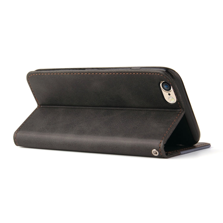 For iPhone SE 2022 / SE 2020 / 8 / 7 Business Stitching-Color Horizontal Flip PU Leather Case with Holder & Card Slots & Photo Frame