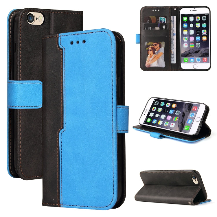 For iPhone SE 2022 / SE 2020 / 8 / 7 Business Stitching-Color Horizontal Flip PU Leather Case with Holder & Card Slots & Photo Frame