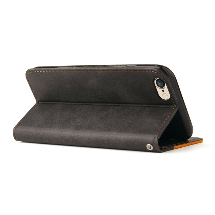 For iPhone SE 2022 / SE 2020 / 8 / 7 Business Stitching-Color Horizontal Flip PU Leather Case with Holder & Card Slots & Photo Frame