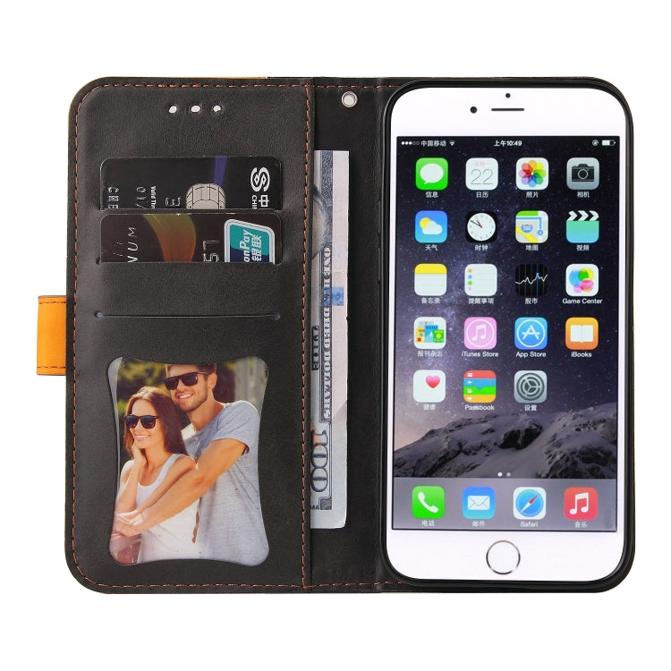 For iPhone SE 2022 / SE 2020 / 8 / 7 Business Stitching-Color Horizontal Flip PU Leather Case with Holder & Card Slots & Photo Frame