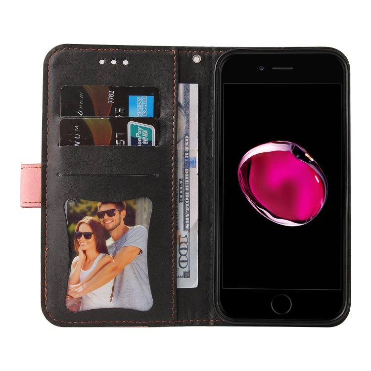 Business Stitching-Color Horizontal Flip PU Leather Case with Holder & Card Slots & Photo Frame For iPhone 8 Plus / 7 Plus(Pink)