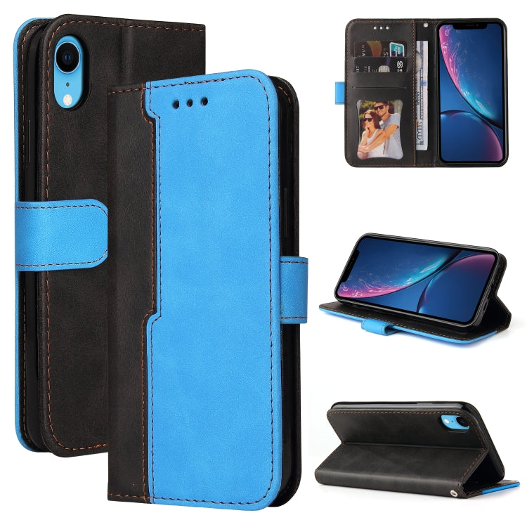 For iPhone X / XS Business Stitching-Color Horizontal Flip PU Leather Case with Holder & Card Slots & Photo Frame