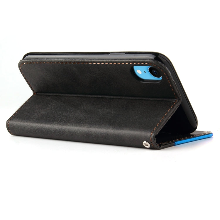 For iPhone X / XS Business Stitching-Color Horizontal Flip PU Leather Case with Holder & Card Slots & Photo Frame