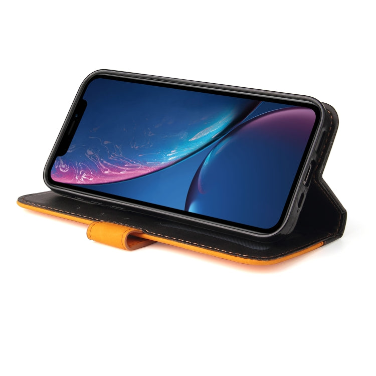 For iPhone XR Business Stitching-Color Horizontal Flip PU Leather Case with Holder & Card Slots & Photo Frame(Orange)