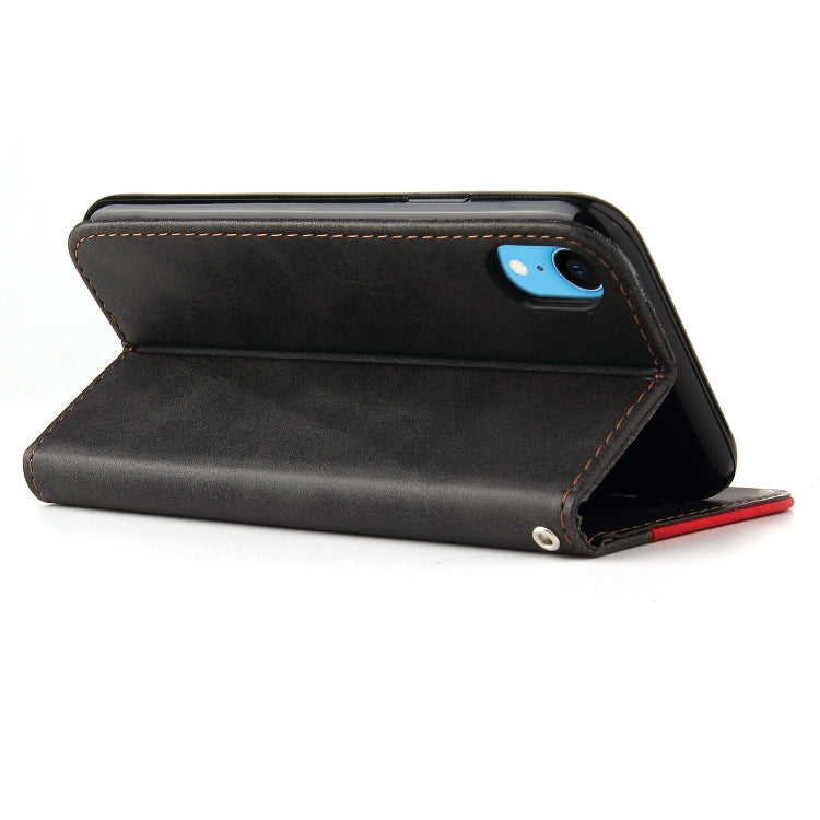 For iPhone XS Max Business Stitching-Color Horizontal Flip PU Leather Case with Holder & Card Slots & Photo Frame