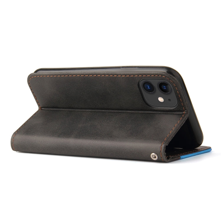 For iPhone 11 Pro Max Business Stitching-Color Horizontal Flip PU Leather Case with Holder & Card Slots & Photo Frame (Blue)