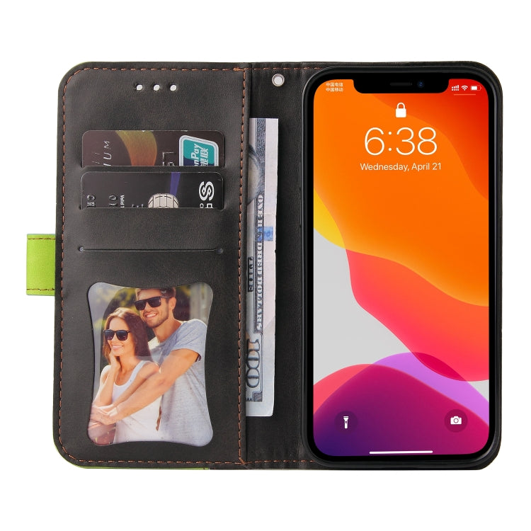 For iPhone 12 / 12 Pro Business Stitching-Color Horizontal Flip PU Leather Case with Holder & Card Slots & Photo Frame(Green)