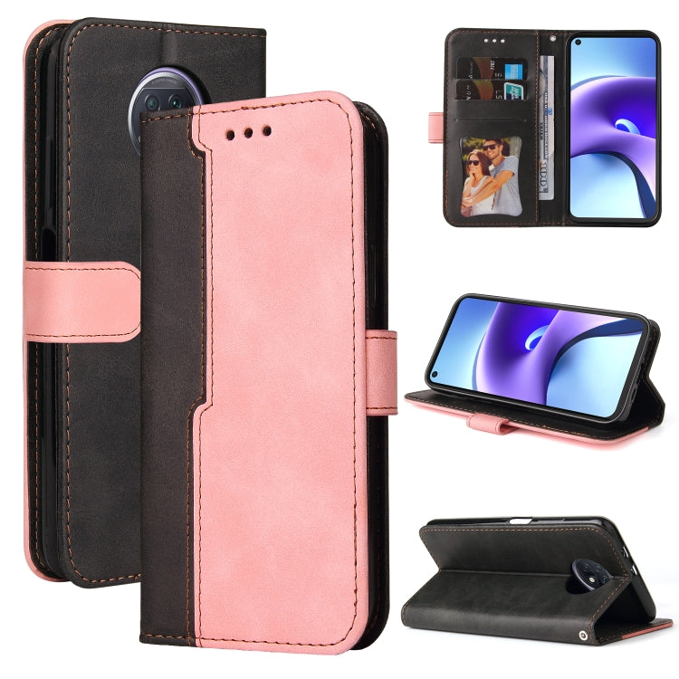 For Xiaomi Redmi Note 9T / Note 9 5G Business Stitching-Color Horizontal Flip PU Leather Case with Holder & Card Slots & Photo Frame