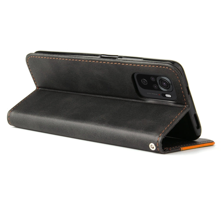 For Xiaomi Redmi Note 10 4G Business Stitching-Color Horizontal Flip PU Leather Case with Holder & Card Slots & Photo Frame