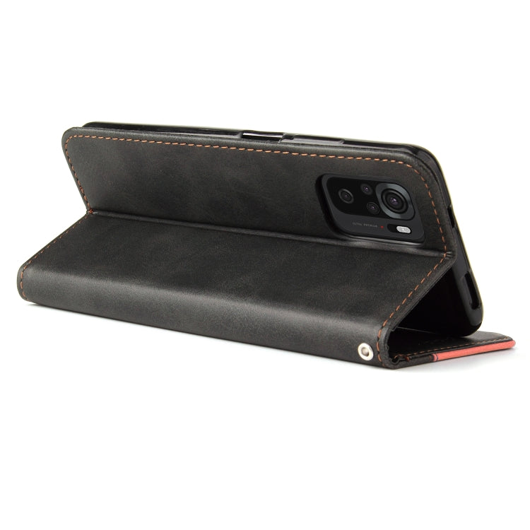 For Xiaomi Redmi Note 10 4G Business Stitching-Color Horizontal Flip PU Leather Case with Holder & Card Slots & Photo Frame