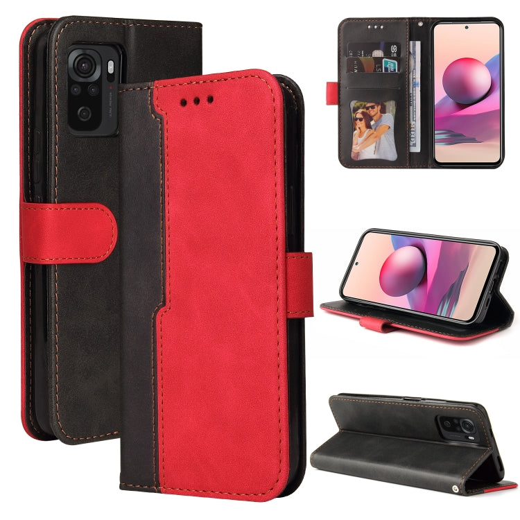 For Xiaomi Redmi Note 10 5G / Poco M3 Pro Business Stitching-Color Horizontal Flip PU Leather Case with Holder & Card Slots & Photo Frame