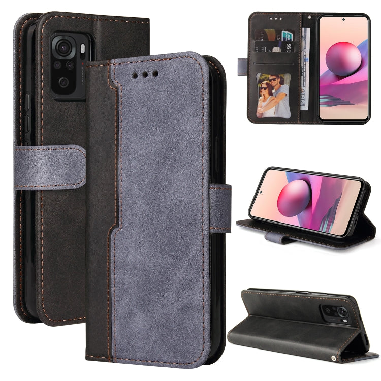 For Xiaomi Redmi Note 10 5G / Poco M3 Pro Business Stitching-Color Horizontal Flip PU Leather Case with Holder & Card Slots & Photo Frame