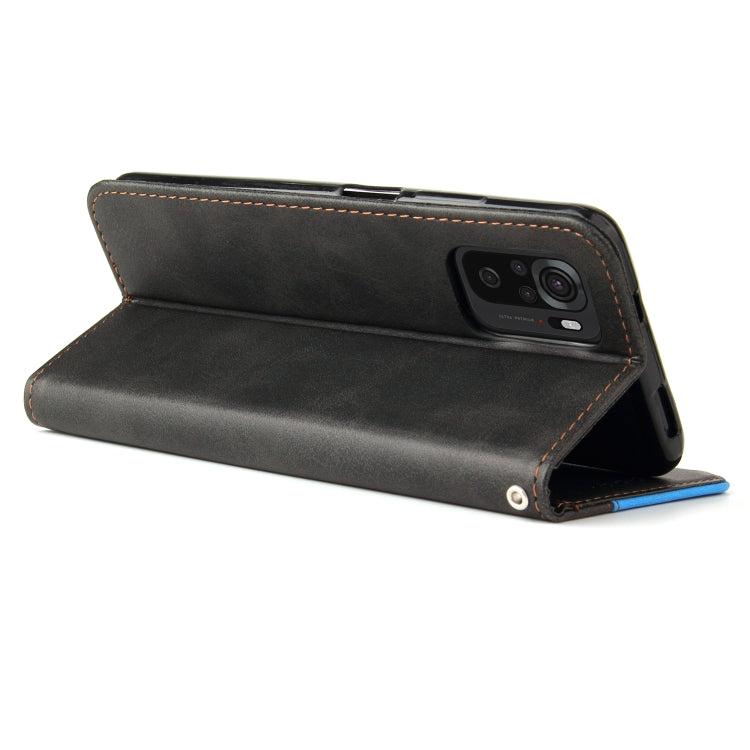 For Xiaomi Redmi Note 10 5G / Poco M3 Pro Business Stitching-Color Horizontal Flip PU Leather Case with Holder & Card Slots & Photo Frame
