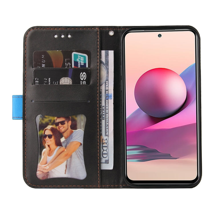 For Xiaomi Redmi Note 10 5G / Poco M3 Pro Business Stitching-Color Horizontal Flip PU Leather Case with Holder & Card Slots & Photo Frame