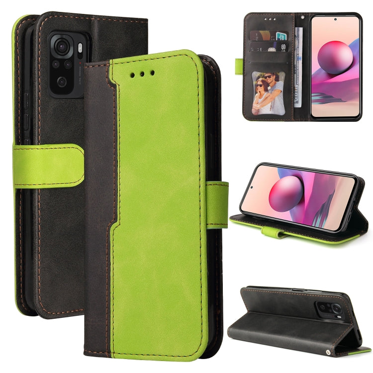 For Xiaomi Redmi Note 10S Business Stitching-Color Horizontal Flip PU Leather Case with Holder & Card Slots & Photo Frame