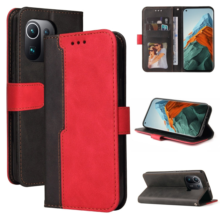 For Xiaomi Mi 11 Pro Business Stitching-Color Horizontal Flip PU Leather Case with Holder & Card Slots & Photo Frame