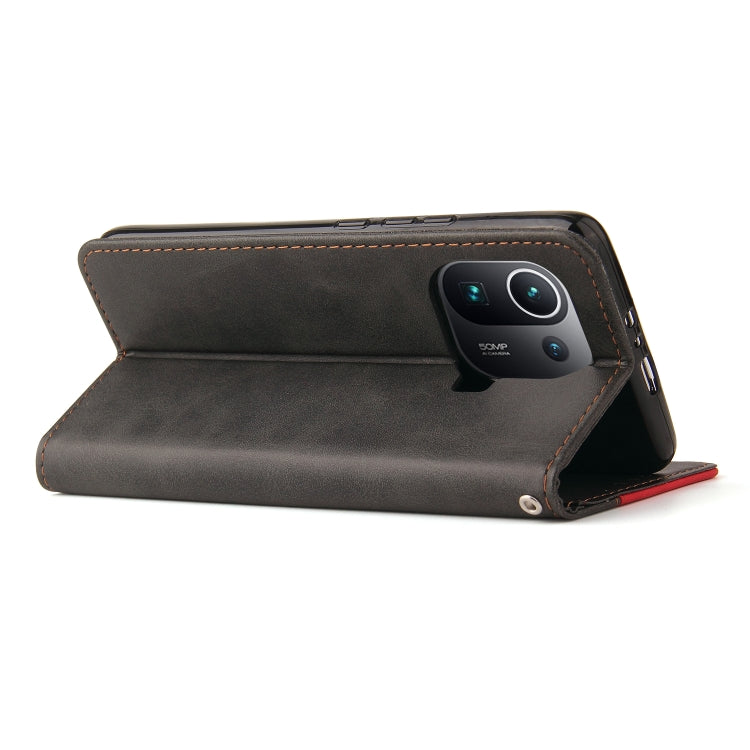 For Xiaomi Mi 11 Pro Business Stitching-Color Horizontal Flip PU Leather Case with Holder & Card Slots & Photo Frame