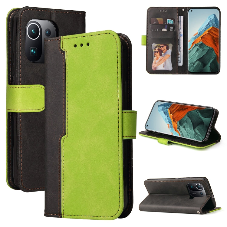 For Xiaomi Mi 11 Pro Business Stitching-Color Horizontal Flip PU Leather Case with Holder & Card Slots & Photo Frame