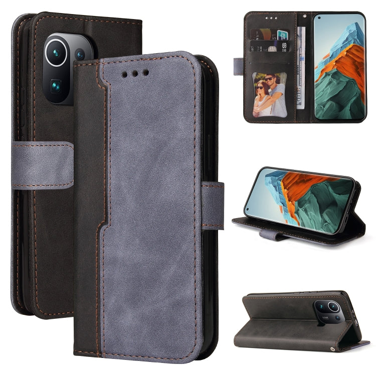 For Xiaomi Mi 11 Pro Business Stitching-Color Horizontal Flip PU Leather Case with Holder & Card Slots & Photo Frame