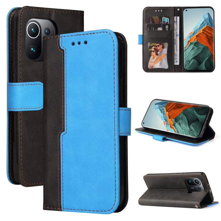 For Xiaomi Mi 11 Pro Business Stitching-Color Horizontal Flip PU Leather Case with Holder & Card Slots & Photo Frame