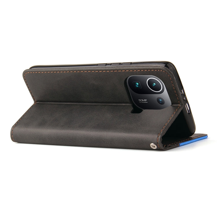 For Xiaomi Mi 11 Pro Business Stitching-Color Horizontal Flip PU Leather Case with Holder & Card Slots & Photo Frame