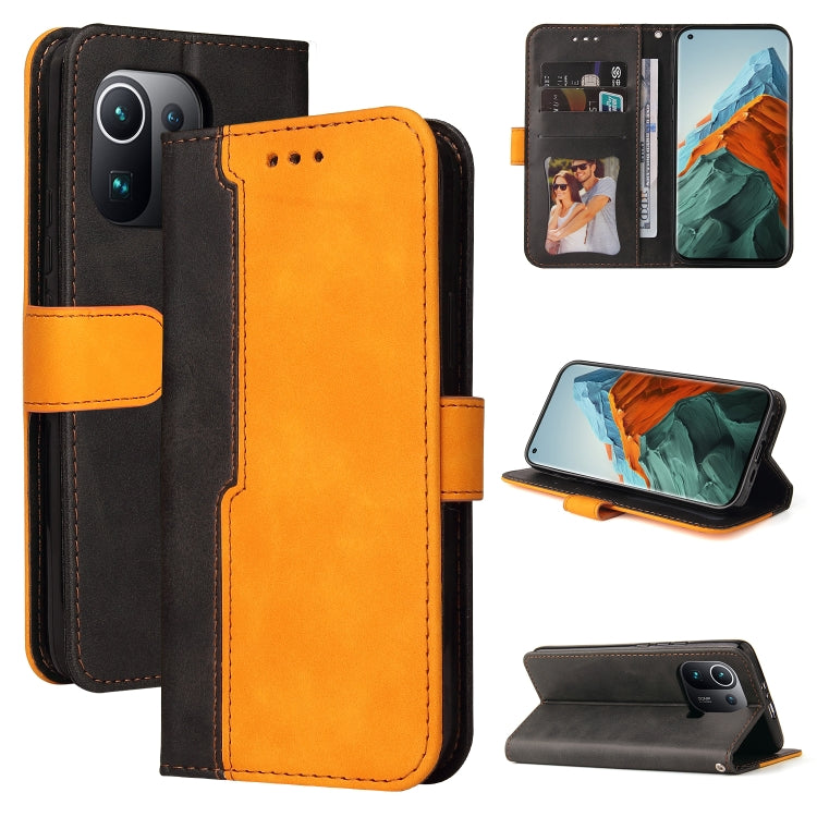 For Xiaomi Mi 11 Pro Business Stitching-Color Horizontal Flip PU Leather Case with Holder & Card Slots & Photo Frame