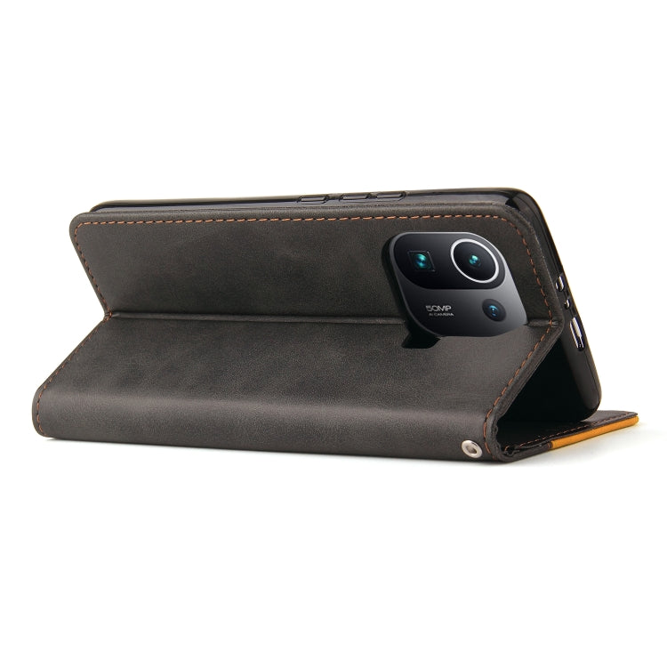 For Xiaomi Mi 11 Pro Business Stitching-Color Horizontal Flip PU Leather Case with Holder & Card Slots & Photo Frame