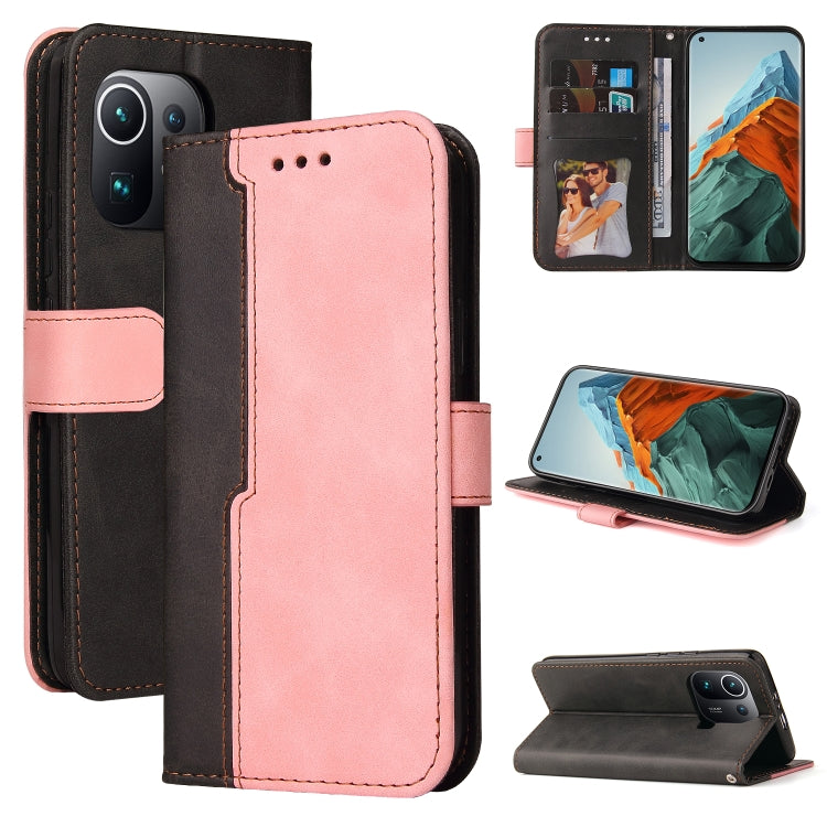 For Xiaomi Mi 11 Pro Business Stitching-Color Horizontal Flip PU Leather Case with Holder & Card Slots & Photo Frame
