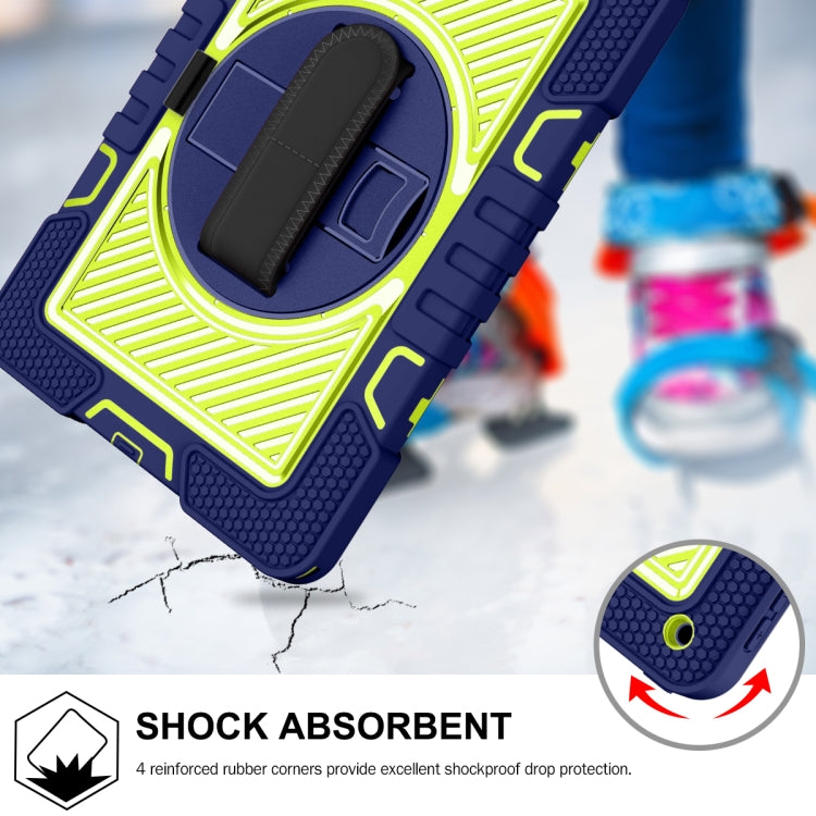 For iPad 10.2 2021 / 2020 / 2019 360 Degree Rotation Contrast Color Shockproof Silicone + PC Case with Holder & Hand Grip Strap & Shoulder Strap