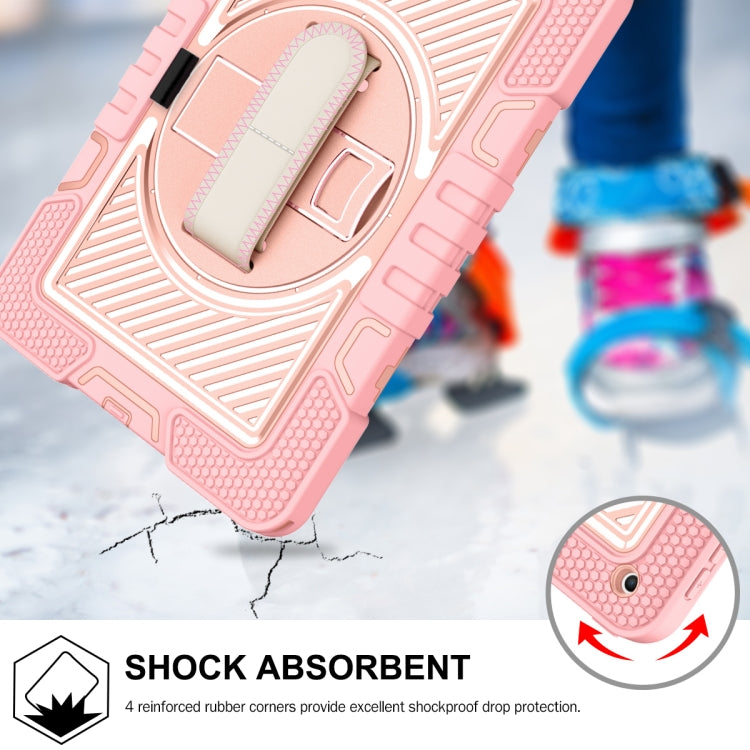 For iPad 10.2 2021 / 2020 / 2019 360 Degree Rotation Contrast Color Shockproof Silicone + PC Case with Holder & Hand Grip Strap & Shoulder Strap