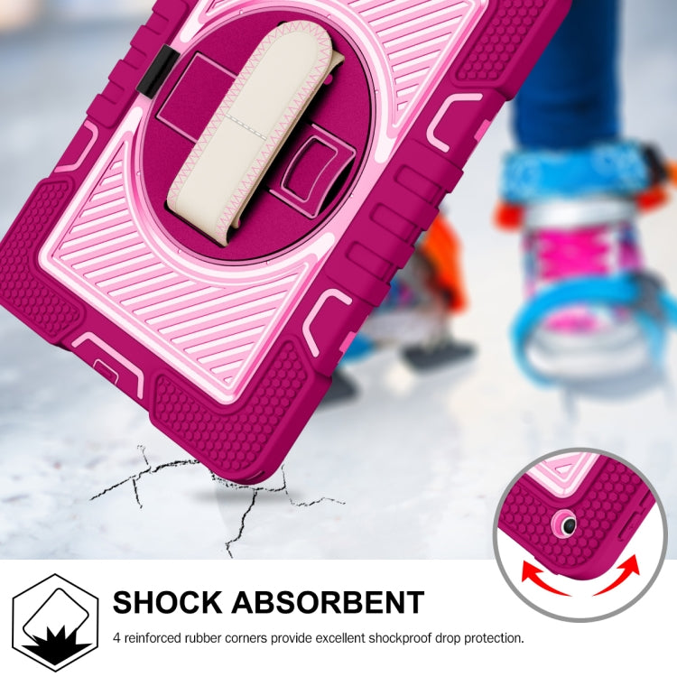 For iPad 10.2 2021 / 2020 / 2019 360 Degree Rotation Contrast Color Shockproof Silicone + PC Case with Holder & Hand Grip Strap & Shoulder Strap