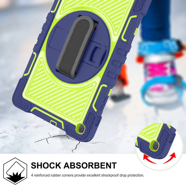For Samsung Galaxy Tab A 10.1 2019 T515 360 Degree Rotation Contrast Color Shockproof Silicone + PC Case with Holder & Hand Grip Strap & Shoulder Strap