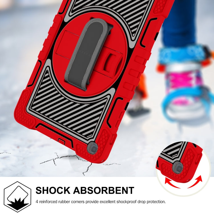 For Samsung Galaxy Tab A 10.1 2019 T515 360 Degree Rotation Contrast Color Shockproof Silicone + PC Case with Holder & Hand Grip Strap & Shoulder Strap