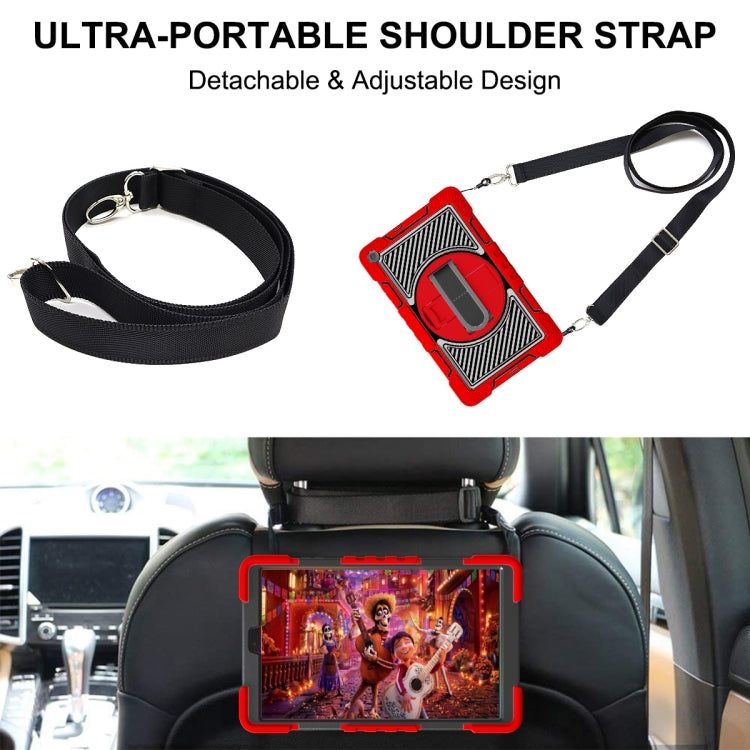 For Samsung Galaxy Tab A 10.1 2019 T515 360 Degree Rotation Contrast Color Shockproof Silicone + PC Case with Holder & Hand Grip Strap & Shoulder Strap