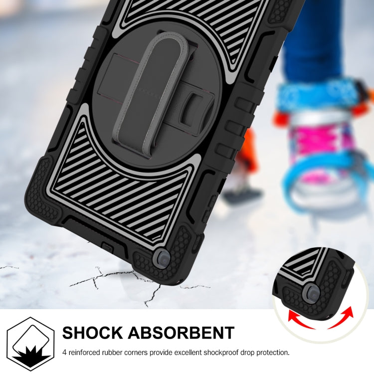 For Samsung Galaxy Tab A 10.1 2019 T515 360 Degree Rotation Contrast Color Shockproof Silicone + PC Case with Holder & Hand Grip Strap & Shoulder Strap