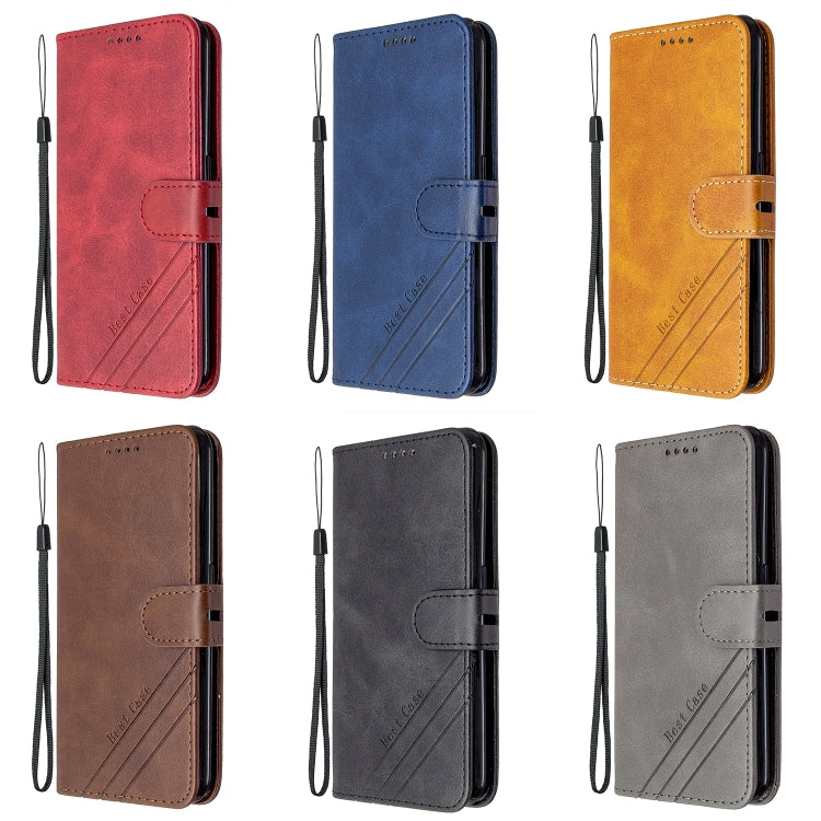 For Samsung Galaxy A01 Stitching Style 2-Color Cow Texture Horizontal Flip PU Leather Case with Holder & Card Slot & Lanyard