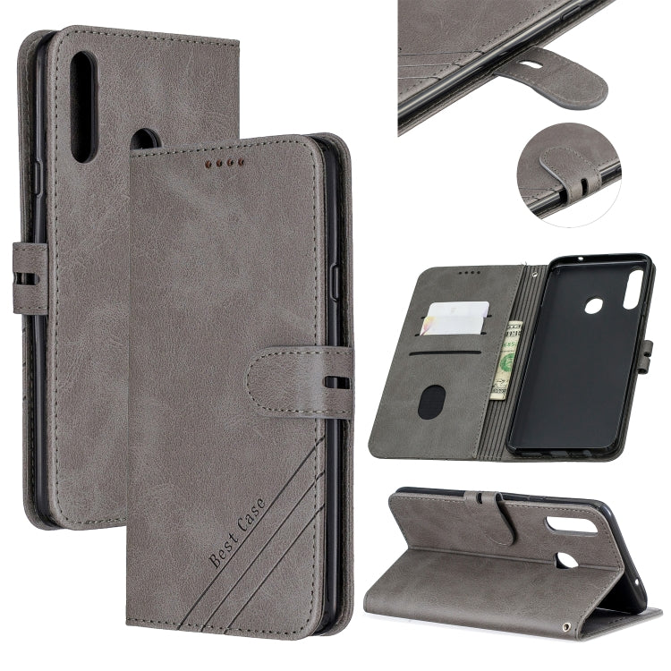 For Samsung Galaxy A10s Stitching Style 2-Color Cow Texture Horizontal Flip PU Leather Case with Holder & Card Slot & Lanyard