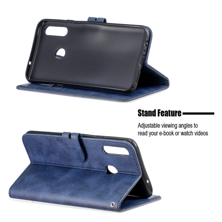 For Samsung Galaxy A10s Stitching Style 2-Color Cow Texture Horizontal Flip PU Leather Case with Holder & Card Slot & Lanyard