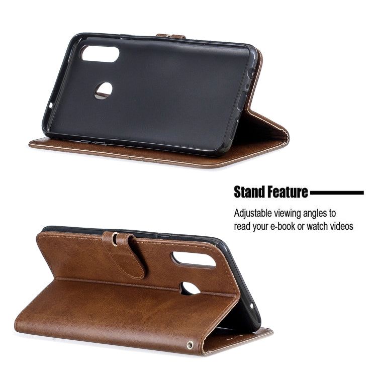 For Samsung Galaxy A10s Stitching Style 2-Color Cow Texture Horizontal Flip PU Leather Case with Holder & Card Slot & Lanyard