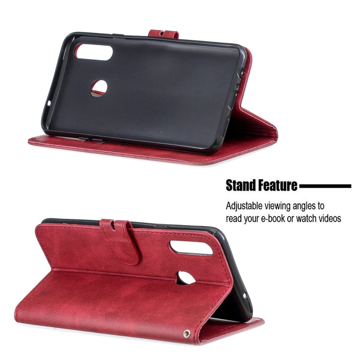 For Samsung Galaxy A10s Stitching Style 2-Color Cow Texture Horizontal Flip PU Leather Case with Holder & Card Slot & Lanyard