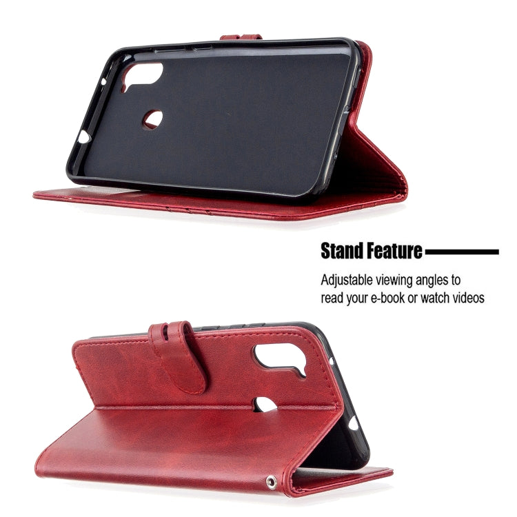 For Samsung Galaxy A11 Stitching Style 2-Color Cow Texture Horizontal Flip PU Leather Case with Holder & Card Slot & Lanyard