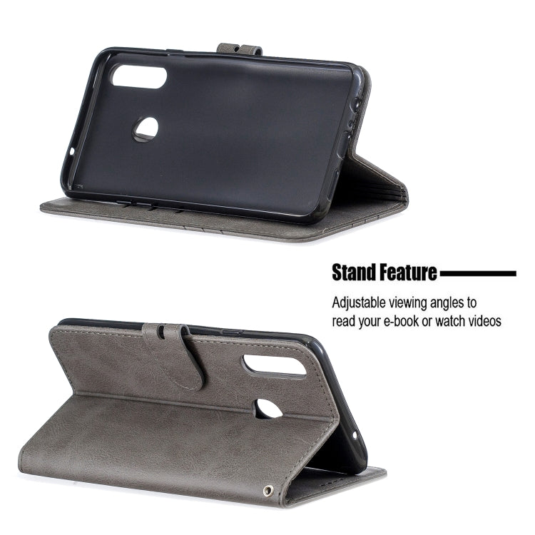 For Samsung Galaxy A20s Stitching Style 2-Color Cow Texture Horizontal Flip PU Leather Case with Holder & Card Slot & Lanyard