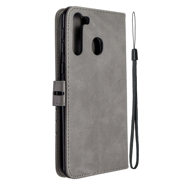 For Samsung Galaxy A21 Stitching Style 2-Color Cow Texture Horizontal Flip PU Leather Case with Holder & Card Slot & Lanyard