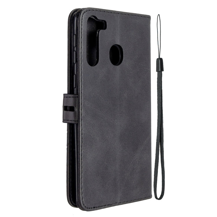 For Samsung Galaxy A21 Stitching Style 2-Color Cow Texture Horizontal Flip PU Leather Case with Holder & Card Slot & Lanyard